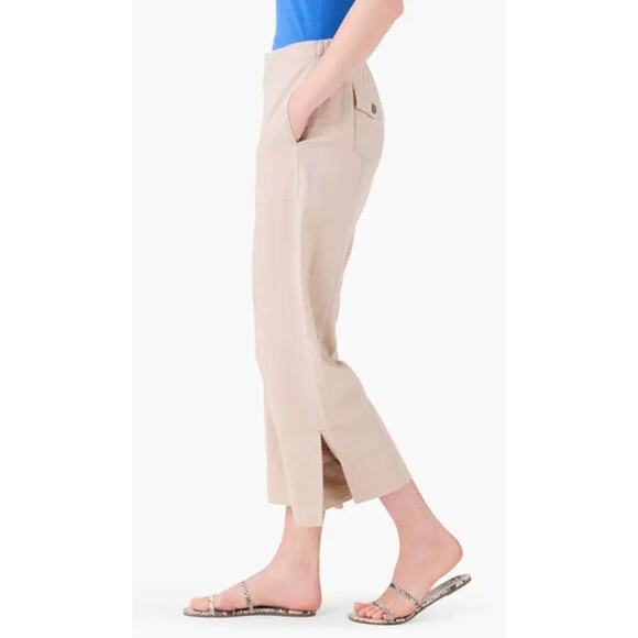 NIC+ZOE COMPANY WOMENS SIZE 14 RUMBA LINEN BLEND WIDE-LEG PANTS BROWN NEW - Picture 3 of 16